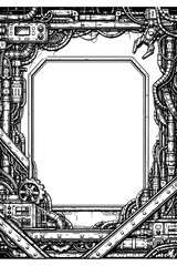 Futuristic tech frame border with circuit lines, Transparent Background