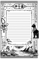 Egyptian papyrus page with Anubis border, Transparent Background
