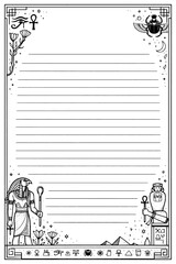 Egyptian papyrus page with Anubis border, Transparent Background