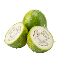 Fresh whole and halved winter melon showing pale white flesh, soft texture, and edible seeds, highlighting natural freshness, hydration, and versatility for healthy cooking and food concepts.