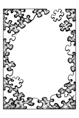 Jigsaw puzzle piece frame with soft shading, Transparent Background