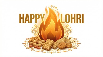 Happy Lohri holiday background for Punjabi festival of india.