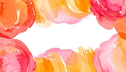 Vibrant Watercolor Floral Border with Abstract Brushstrokes.