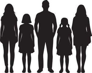 Happy Family Silhouette Standing Together