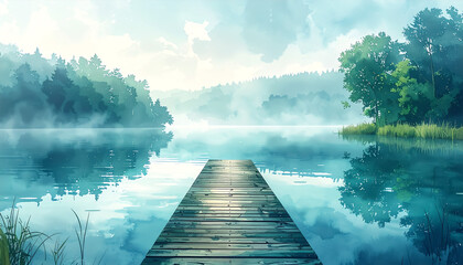 湖にある桟橋_generated by AI