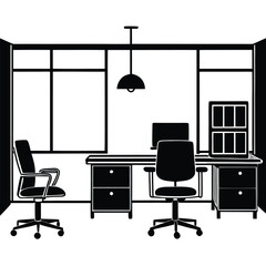 office interior vector on white background