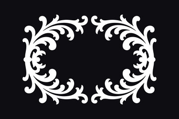 Elegant white scrollwork on black background