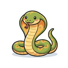 Fototapeta premium Cute Cartoon Cobra Snake Vasuki on Neck of Lord Shiva Vector Illustration Isolated on White Background for Hindu Religious Festival Mahashivratri Design Element