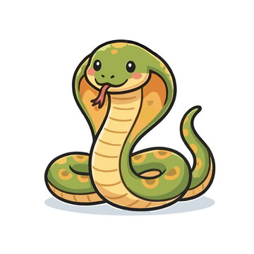 Cute Cartoon Cobra Snake Vasuki on Neck of Lord Shiva Vector Illustration Isolated on White Background for Hindu Religious Festival Mahashivratri Design Element