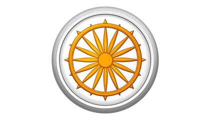 Golden Dharma Wheel Symbol of Buddhism and Enlightenment.