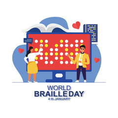 4th January Braille Day. World Braille Day social media post