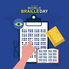 4th January Braille Day. World Braille Day social media post