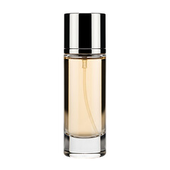 Perfume bottle with fragrance liquid and silver cap
