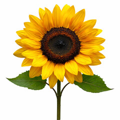 Bright Yellow Sunflower Flower Isolated on White Background