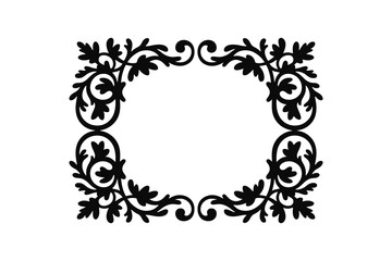 Intricate floral border design in black and white