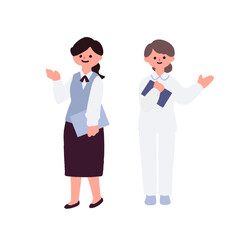 受付スタッフと医療従事者のイラスト / Receptionist and Medical Staff Illustration