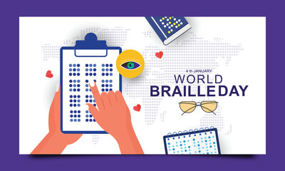 World Braille Day on 4th of January banner design