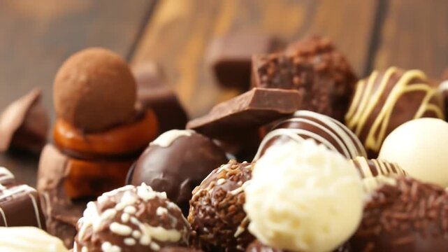 Assortment of handcrafted chocolates with diverse textures and colors