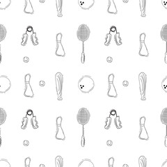 seamless pattern of sport icon in doodle style