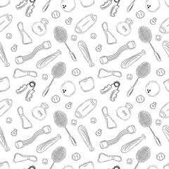 seamless pattern of sport icon in doodle style