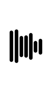 Audio waveform spectrum animation. Sound waves on white background with alpha channel. Audio visualiser. Music equaliser.