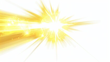 A dynamic, yellow-gold explosion radiating outward on a white background, filled with bright bursts