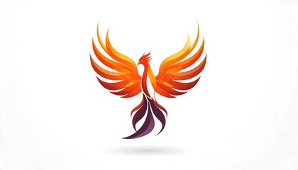Phoenix Logo Design Abstract Fiery Bird Symbol.