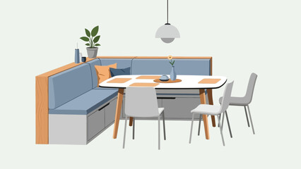 Modern Dining Area with Booth Seating.