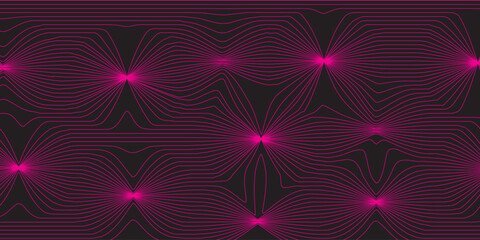 Black and pink colored vector background with repeating circular pattern ornament on top isolated on square template. Cool purple gradient wallpaper backdrop with simple concept.