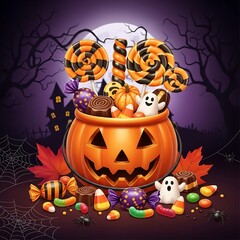 Halloween Treats in a Pumpkin - A Spooky and Sweet Celebration.