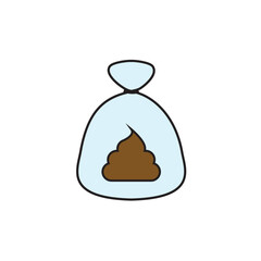 Thin Line Art Dog Waste Bag Poop Cleanup Icon for Eco-Friendly Park Walking Concept