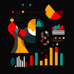 Obraz premium Flat data presentation pack of vector graphics bold infographic styles and iconography