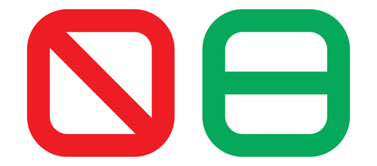 Subtract and Ban mark icon set . cross and forbidden icons. Vector illustration.