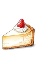 Delicious Cheesecake Slice with Strawberry Topping - A Sweet Dessert Treat.
