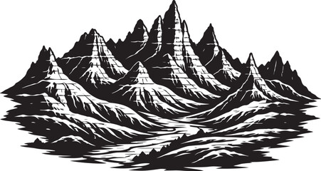 Badlands National Park Silhouette with Rock Formations