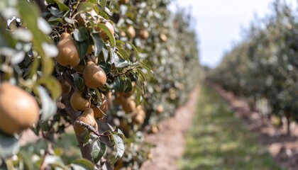 Lush Pear Orchard - A Bounty of Fruit on the Trees.