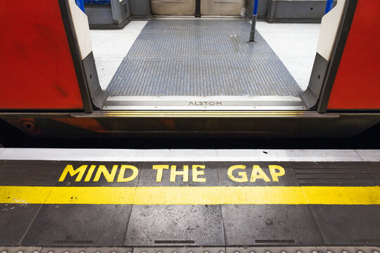Mind the Gap Warning Sign London Underground. London, UK, 3 March 2024