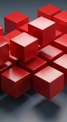 Red Cubes Abstract Arrangement - Geometric Simplicity and Modern Design.