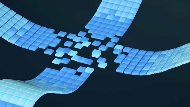 Computer data center, database, data transfer. Online banking. Money, financial, computer protection concept. Blockchain, DeFi, Information security, cyber security. 3D render