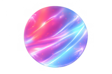 Glowing plasma energy sphere with dynamic pink and blue light waves, abstract futuristic magic orb on transparent background