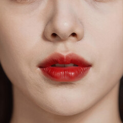 Fototapeta premium Portrait of a woman with red lips in vibrant, detailed style