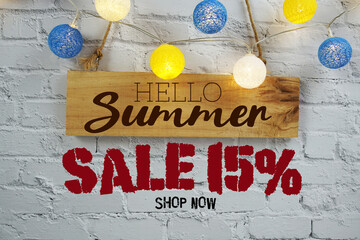 Summer Sale 15% Off Special Offer Promotion Discount Retail Shopping Concept