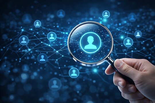 Searching for a specific person in a large digital network database - Powered by Adobe