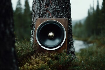 Speaker embedded in nature: sound blending with landscape