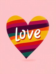 Love heart with colorful stripes