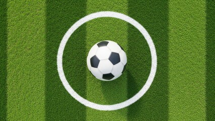 Soccer ball on pitch marking