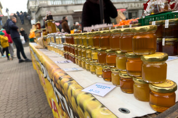 Honey Jars at Outdoor Market