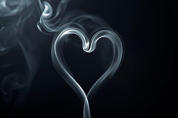 A delicate heart shape formed by wisps of smoke against a dark background