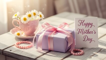 Beautiful mother's day gift ideas for mom with flowers and card