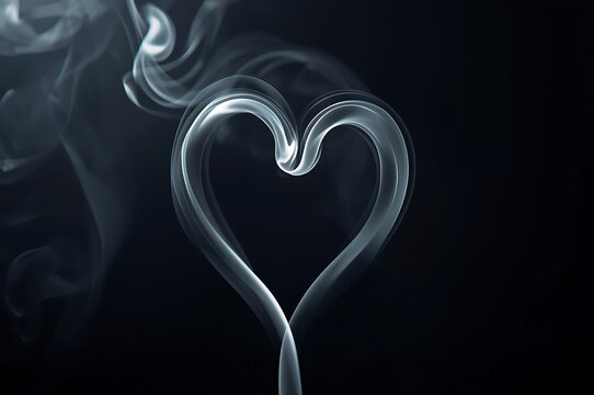 A delicate heart shape formed by wisps of smoke against a dark background
